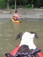 Grace in my boat, Mia in Debs IMG 3447